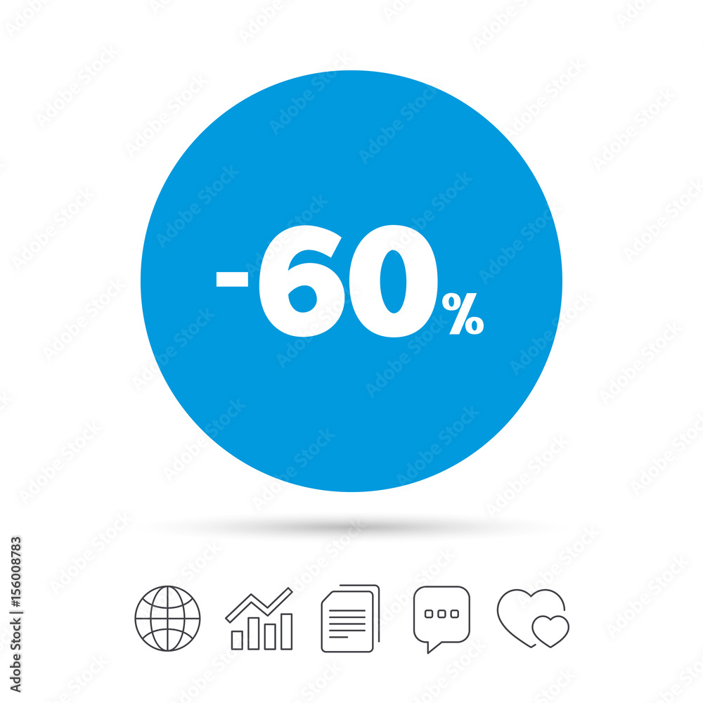 60 percent discount sign icon. Sale symbol. 60 percent discount sign icon. Sale symbol.
