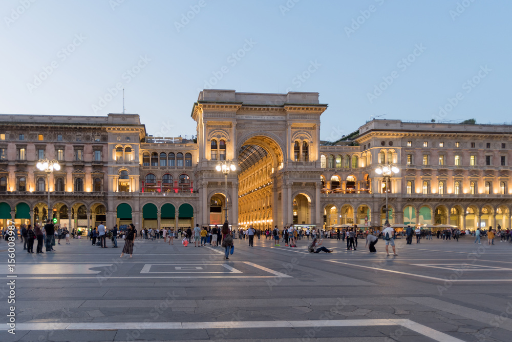 Milan, Vittorio Emanuele II gallery in the evening