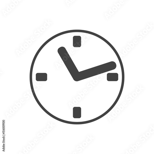 Black clock time icon with arrows. Flat style. Vector illustration