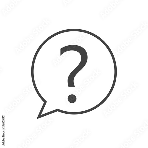 Black question mark icon in circle bubble. Flat style. Vector illustration