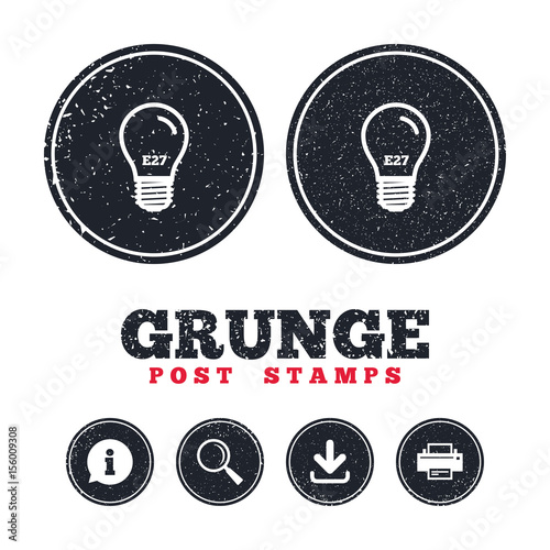 Light bulb icon. Lamp E27 screw socket symbol.
