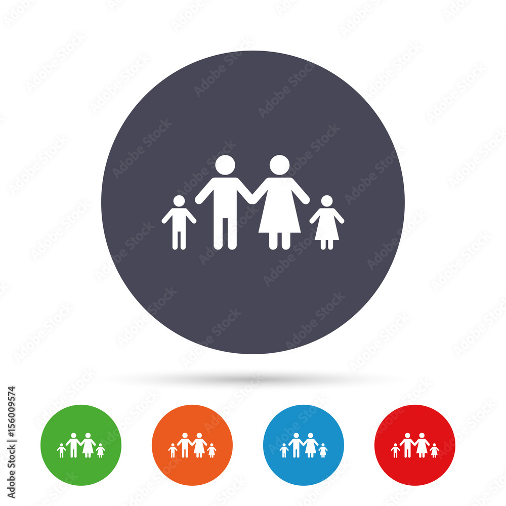 Complete family with two children sign icon. Complete family with two children sign icon.