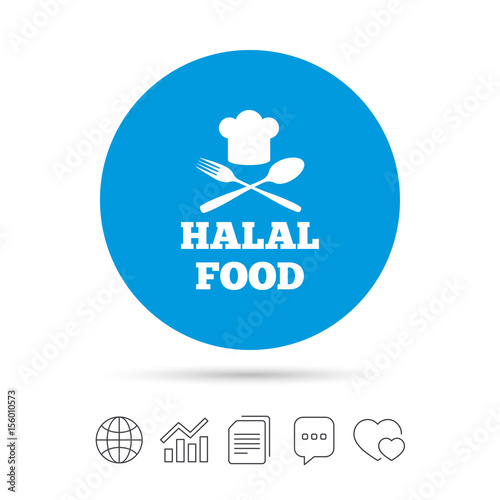 Halal food product sign icon. Natural food.