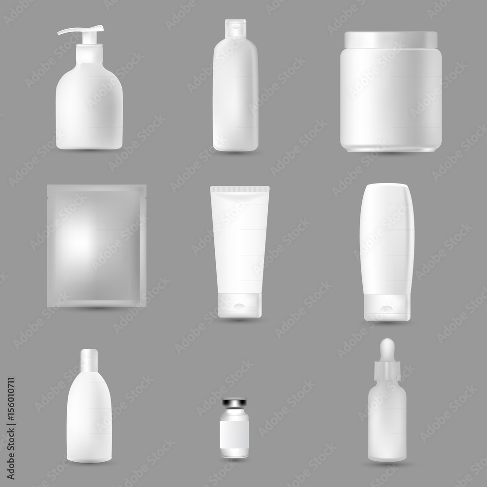 Realistic cosmetics bottle. Set - vector stock. Realistic cosmetics bottle. Set - vector stock.