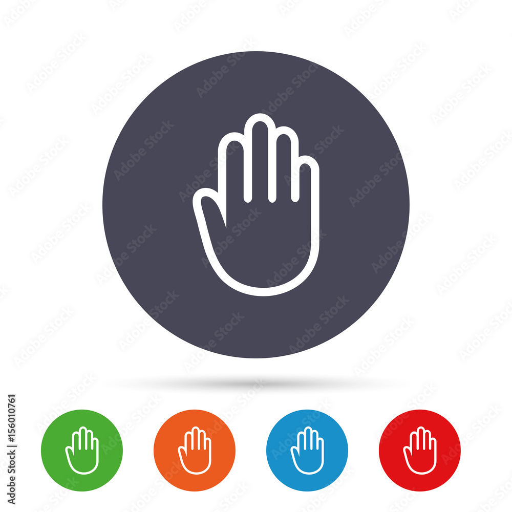 Hand sign icon. No Entry or stop symbol. Hand sign icon. No Entry or stop symbol.