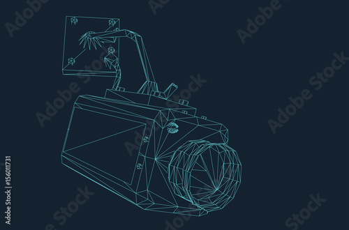 wire frame illustration of an security camera