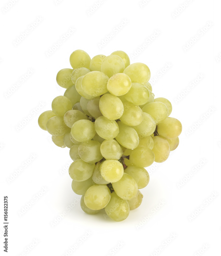 Green grapes on a white background Green grapes on a white background