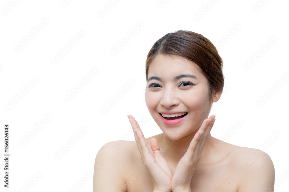Beautiful girl with makeup, youth and skin care concept / attractive asian girl isolated on white background Beautiful girl with makeup, youth and skin care concept / attractive asian girl isolated on white background