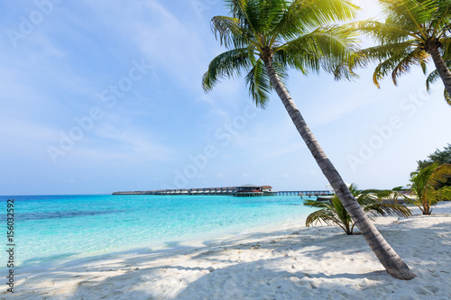 Maldivian wooden bungalows over sea