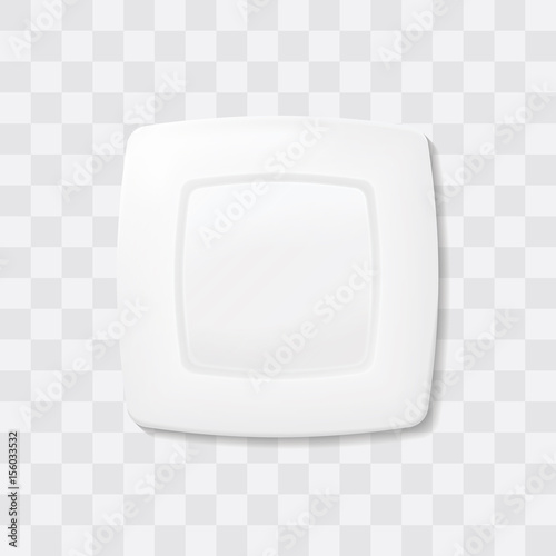 Empty white square plate. Top view dish Realistic vector.