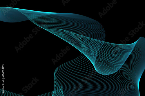 Dark abstract background with a glowing abstract waves