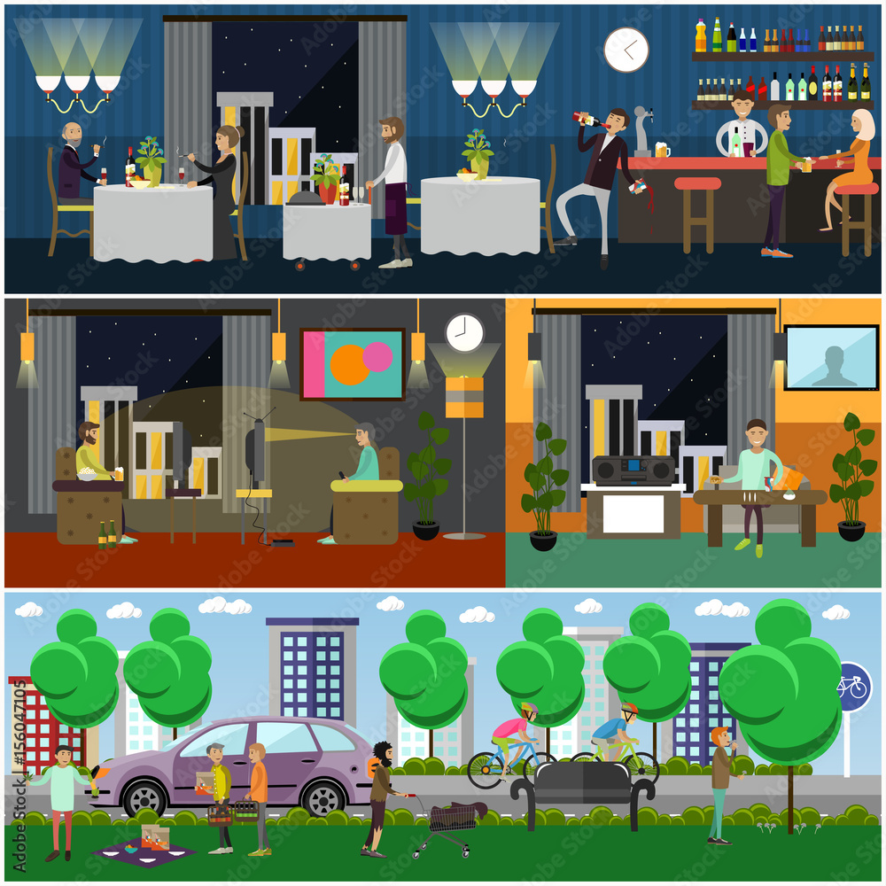 Bad habits vector illustration in flat style