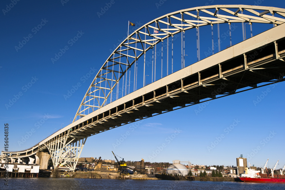 Arch bridge across the river Willamette Portland Oregon Arch bridge across the river Willamette Portland Oregon