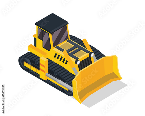 Modern Isometric Construction Vehicle Illustration - Bulldozer