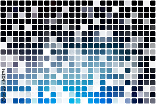 Deep and pale blue occasional opacity mosaic over white
