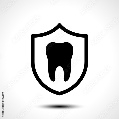 Tooth with protective shield on white background