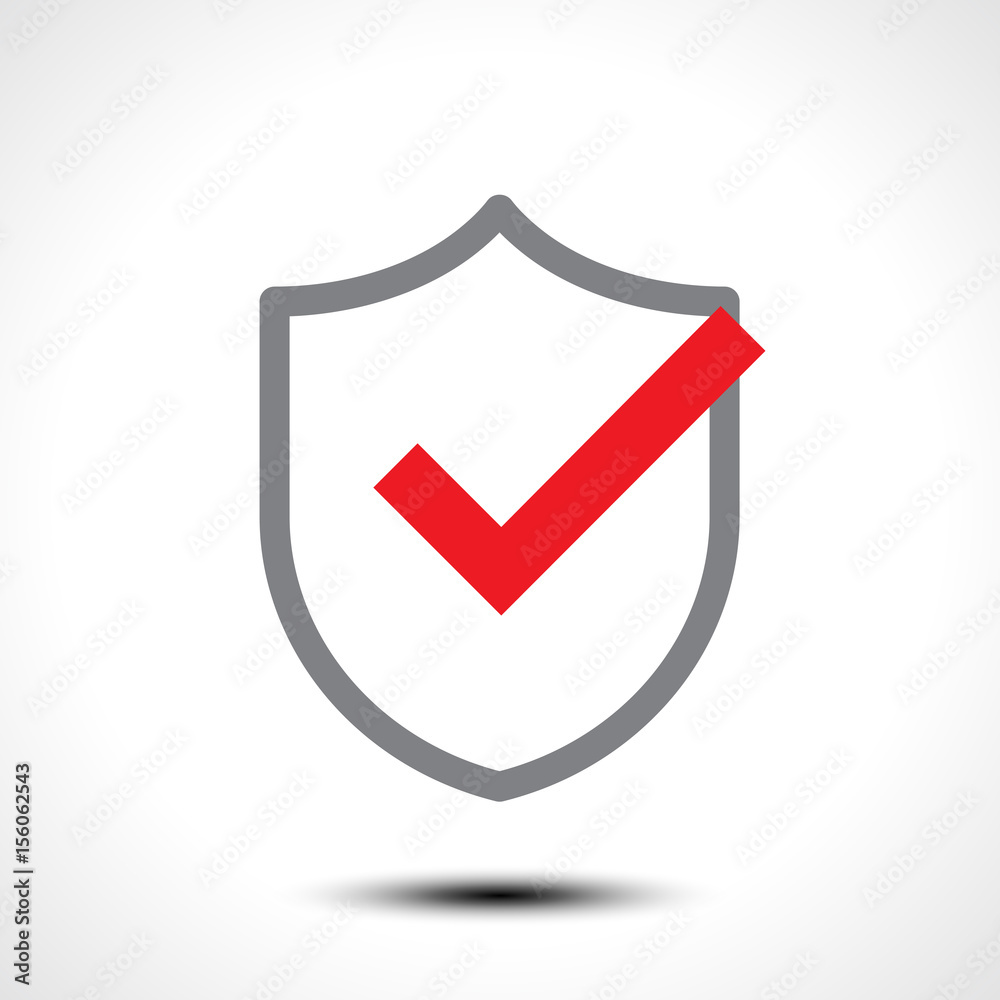 Shield check mark logo icon design template element/ Vector illustration of shield with right tick on white background Shield check mark logo icon design template element/ Vector illustration of shield with right tick on white background
