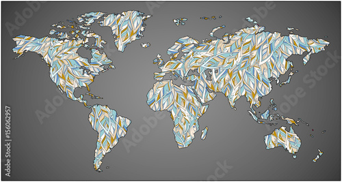 Multicolored world map. Vector illustration.