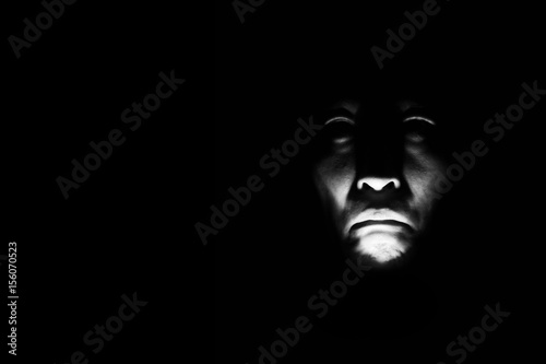 Horror portrait of a scary woman in the dark photo