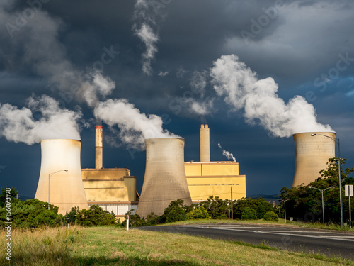 Photography storm behind Yallourn Power Station, Victoria Australia