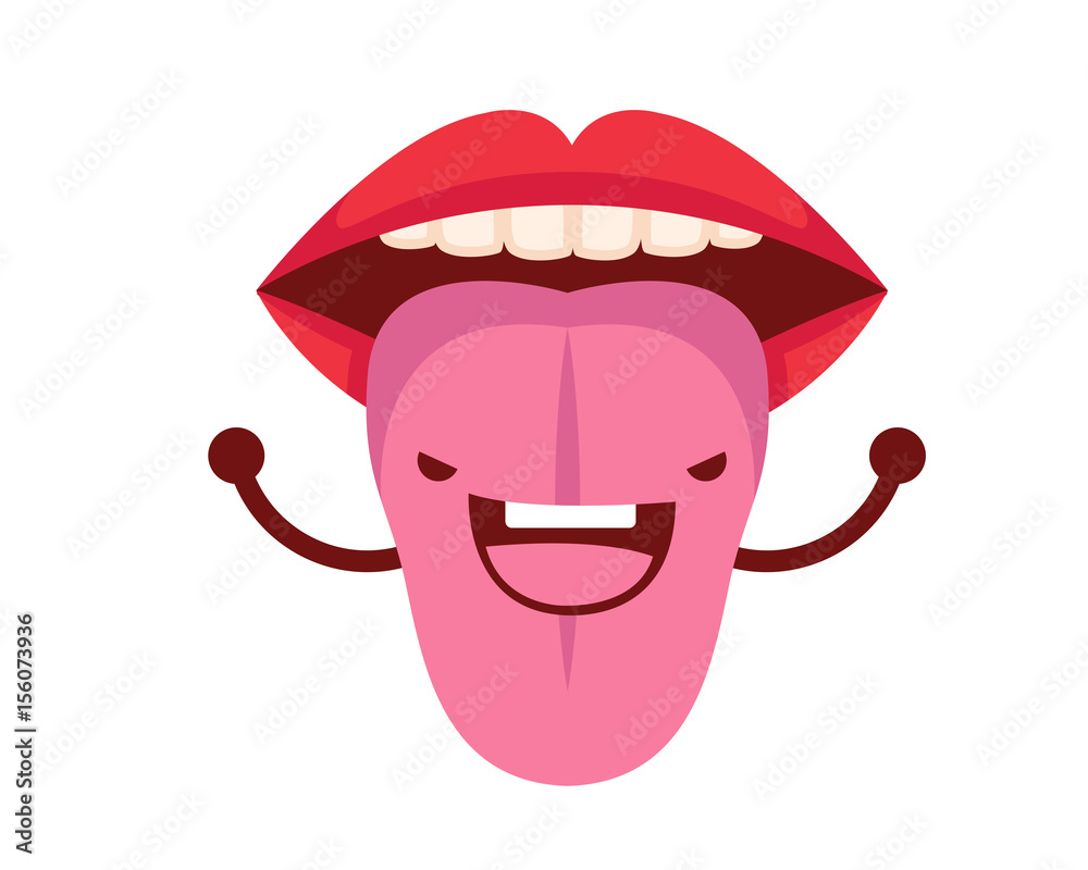 Healthy Happy And Cute Human Anatomy Illustration Cartoon - Healthy Tongue Healthy Happy And Cute Human Anatomy Illustration Cartoon - Healthy Tongue