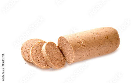 Liver sausage on a white background