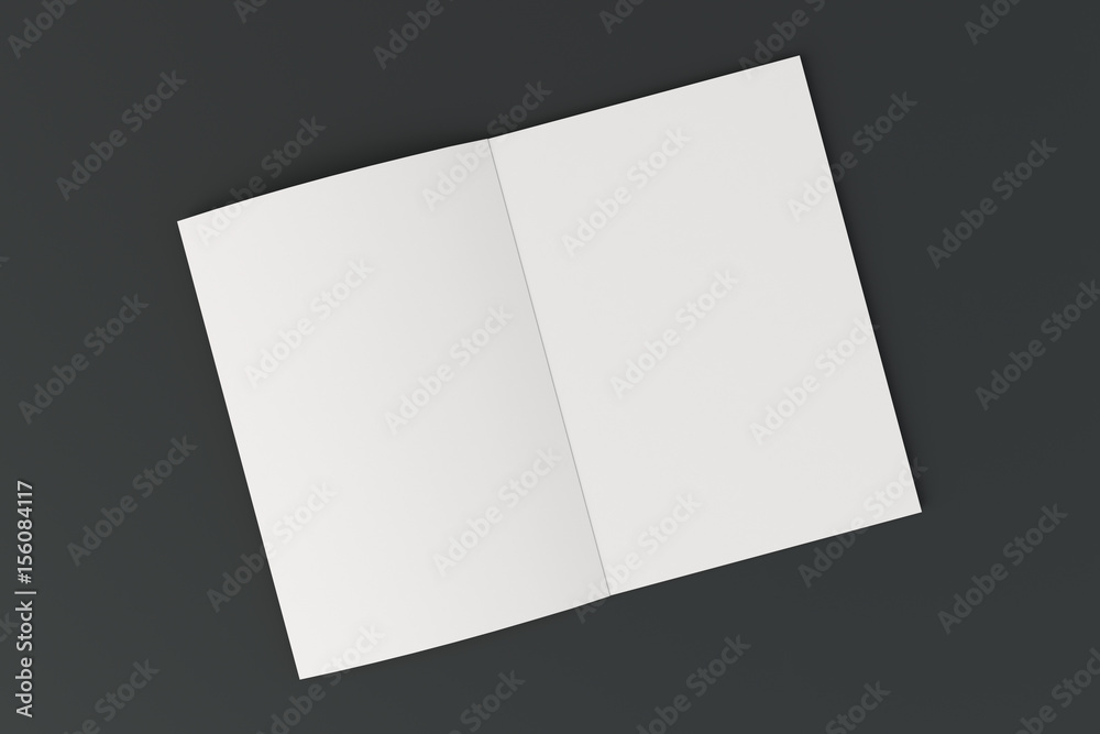Blank white open brochure mock-up on black background Blank white open brochure mock-up on black background
