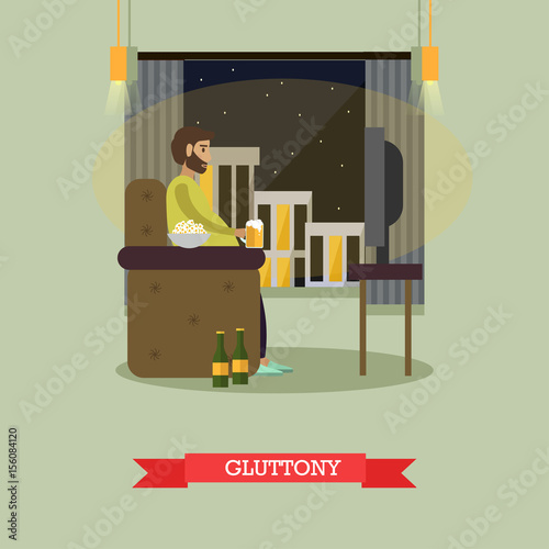 Gluttony concept vector illustration in flat style.