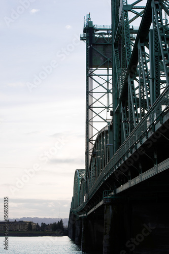 Beautiful fragment of metal drawbridge over Columbia River in perspective © vit