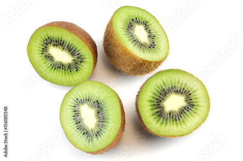 fresh cut kiwi fruit isolated on white background