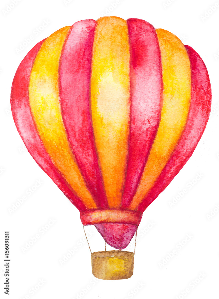 Fototapeta premium watercolor hot air balloon isolated on white