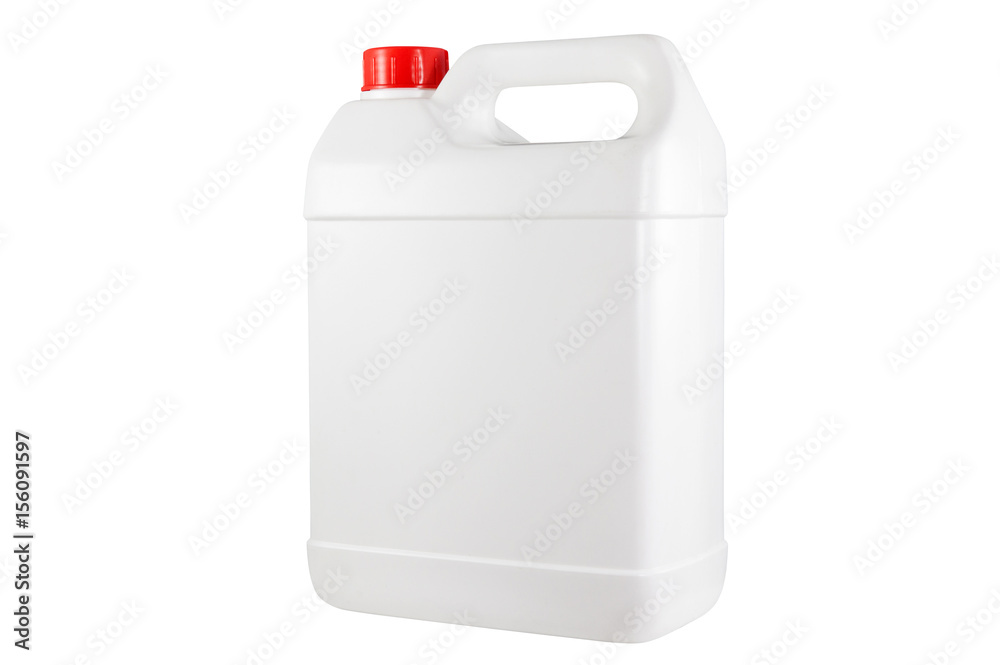White plastic container red cap on white background with clipping path White plastic container red cap on white background with clipping path