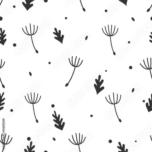Naklejka Retro dandelion bezszwowy deseniowy biały tło