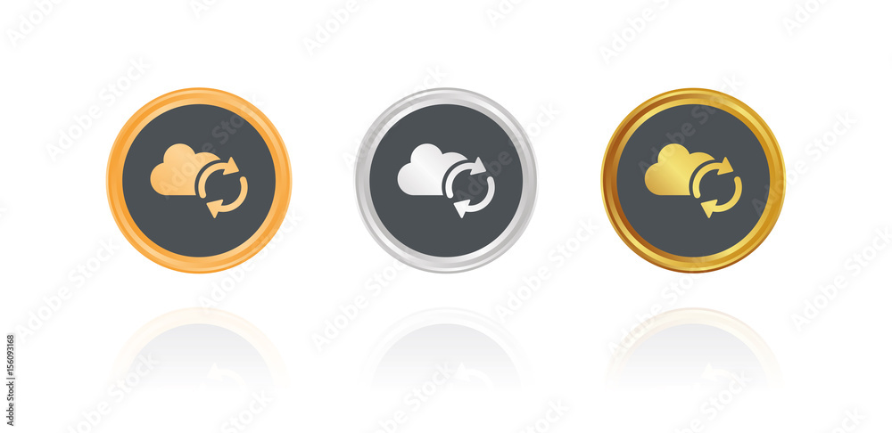 Cloud Sync - Bronze, Silber, Gold Buttons Cloud Sync - Bronze, Silber, Gold Buttons