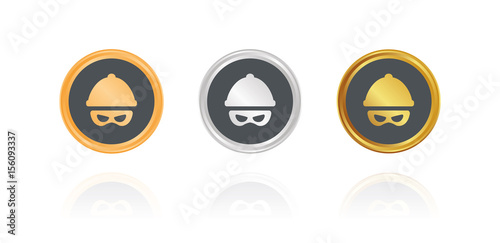Dieb - Diebstahl - Bronze, Silber, Gold Buttons