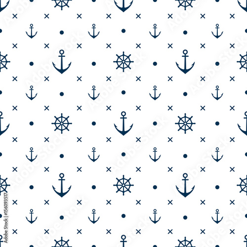 Fototapeta anchor seamless pattern vector white background