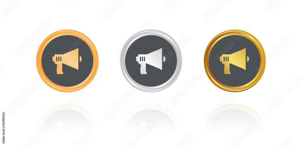 Megaphon - Bronze, Silber, Gold Buttons Megaphon - Bronze, Silber, Gold Buttons