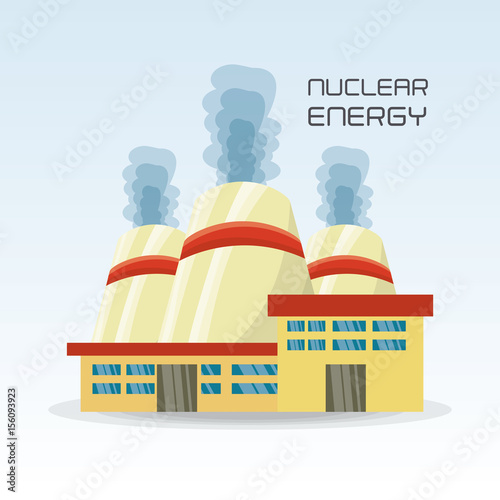 flat concept nuclear plant generator energy, vector illustration