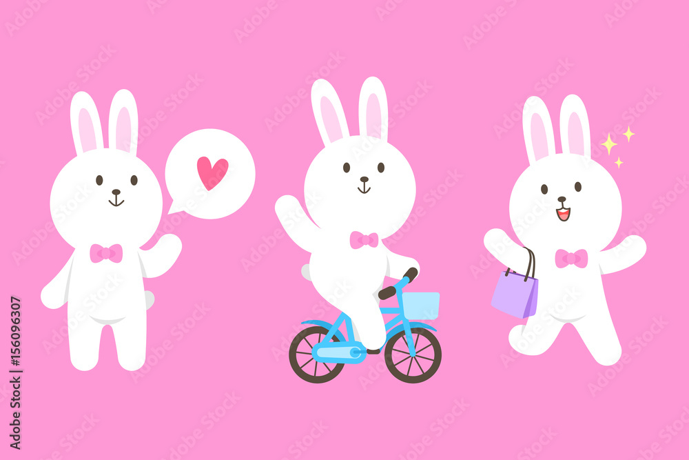 Cute bunny mascot cartoon isolated vector illustration