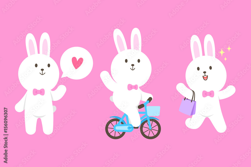 Cute bunny mascot cartoon isolated vector illustration Cute bunny mascot cartoon isolated vector illustration