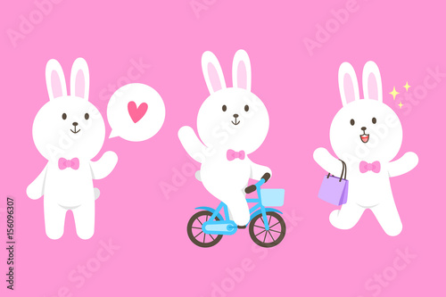 Cute bunny mascot cartoon isolated vector illustration