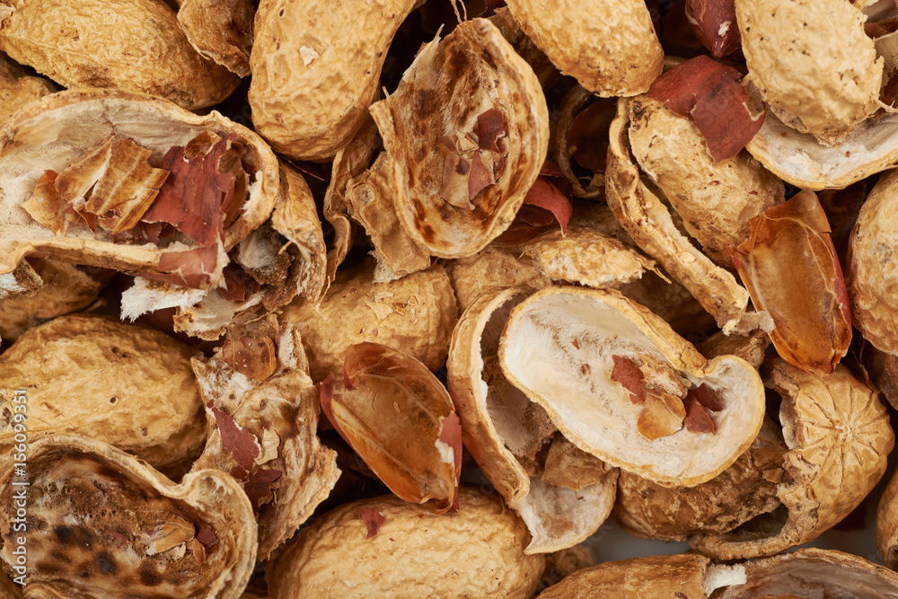 Surface coated with peanut shells Surface coated with peanut shells
