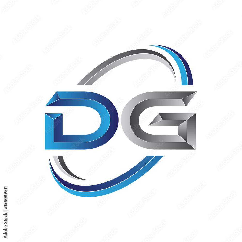 Simple initial letter logo modern swoosh DG Stock Vector | Adobe Stock