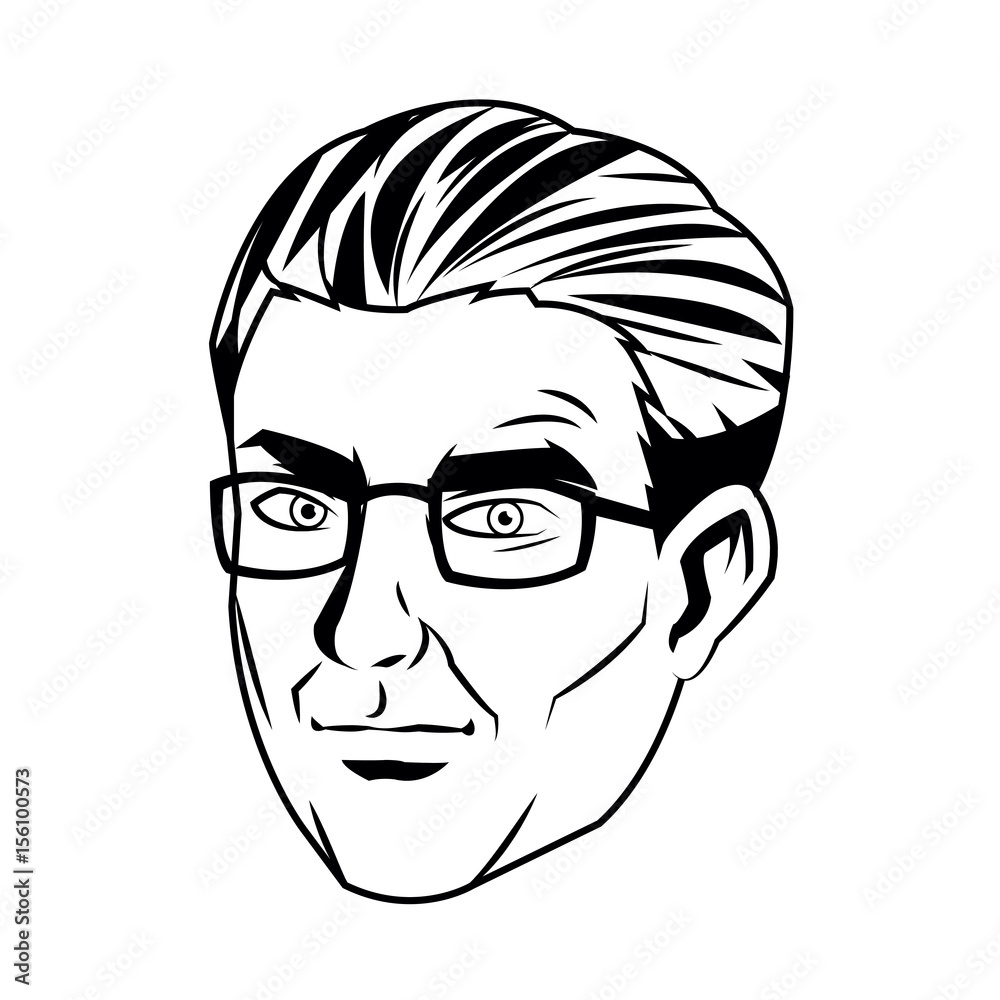 Fototapeta premium portrait of a man, male professional face close-up vector illustration