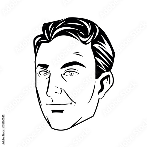 portrait of a man, male professional face close-up vector illustration