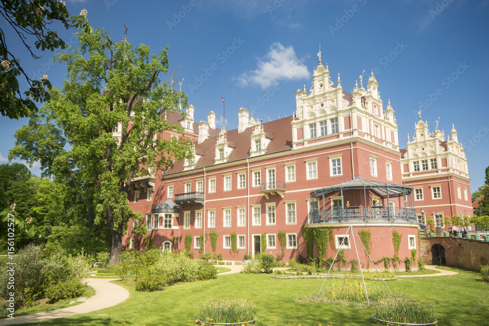 Castle in the Murzak Park in Bad Muskau, Germany, Saxony Castle in the Murzak Park in Bad Muskau, Germany, Saxony