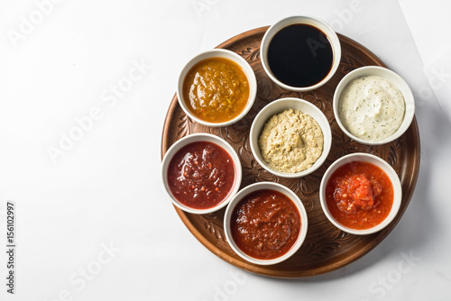 Set of sauces top view