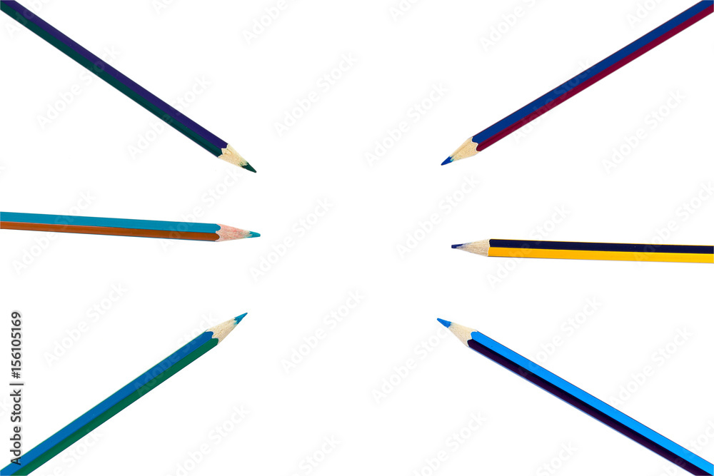 Multicolored pencils isolated on white background Multicolored pencils isolated on white background