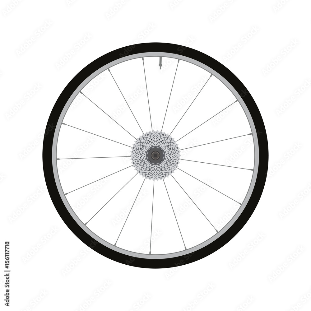 bicycle wheel rear wheel with gear vector
