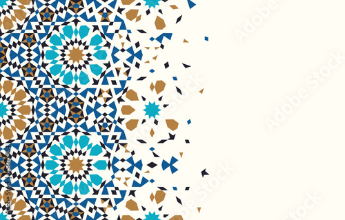 Morocco Disintegration Template. Islamic Mosaic Design. Abstract Background.